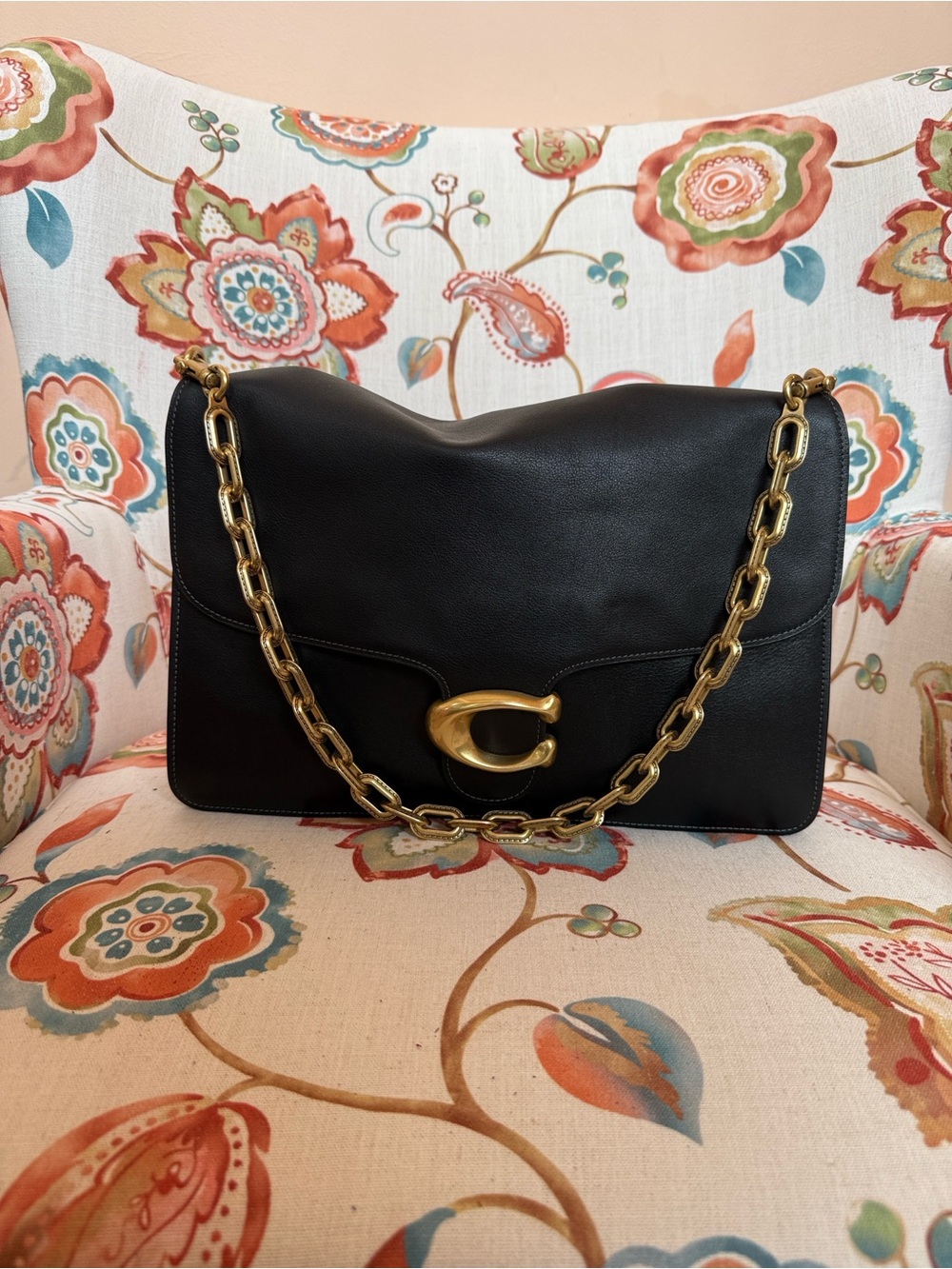 Coach Tabby 35 black leather gold hardware